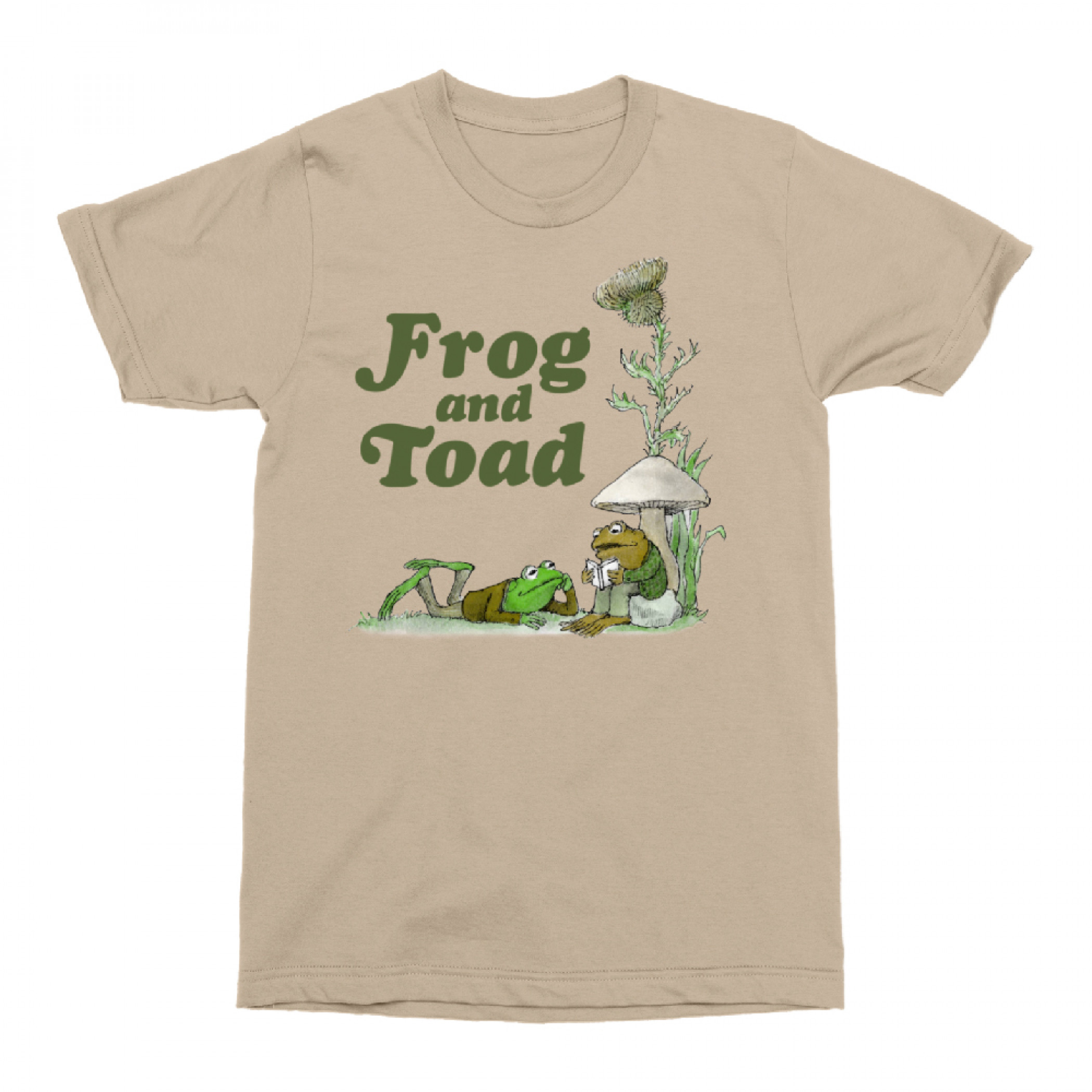 Frog and Toad Relaxing with a Book T Shirt Beige